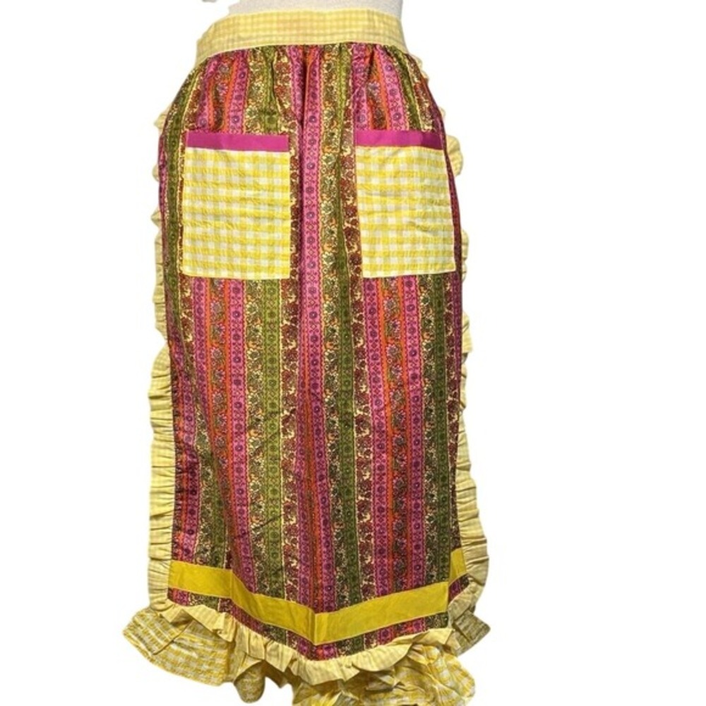 Vintage Hostess Apron‎ Susan Bee Midi Length Unused Rare Retro Ruffle Pockets